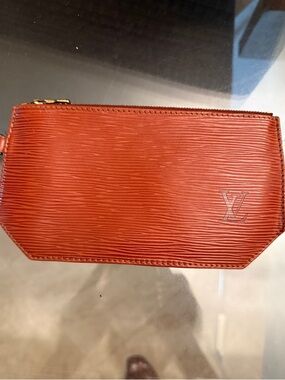 Louis Vuitton Red Epi Leather Zip Pouch Clutch